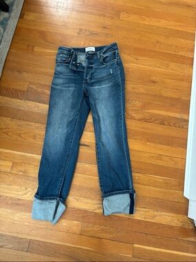 Evereve Dark Blue Straight Leg Jeans with Rolled Cuffs